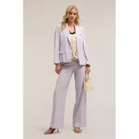 Motivi Single-breasted Linen Blend Lyocell Jacket Purple Größe: 32 | Blazer Outlet | Damen | Weiß