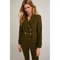 Motivi Cotton Blend Spencer Jacket Military Green Größe: 38 | Blazer Outlet | Damen | Grün