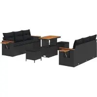 vidaXL Gartensofa-set 9 stk. Schwarz Poly-Rattan