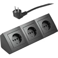 McPower Steckdosenblock Unterbausteckdosen | Flair | Ecksteckdose 3-Fach Steckdosen Schutzkontakt, 2m Kabel mit Stecker, 250V / 16A, Aufbau (anthrazit)