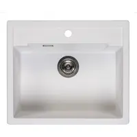 Reginox R31032 Regi Granit Spüle Amsterdam 54 TAPWING Pure White ab 60 cm Schrankbreite / Auflagespüle mit Armaturenbank / Einbauspüle
