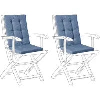 Beliani Auflagen 2er Set Blau Stoff 55x42x5 cm mit Befestigungsbändern Knopfheftung Moderne Sitzauflage für Niederlehner Gartenstuhl