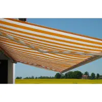 Mendler Elektrische Kassettenmarkise H123, Markise Vollkassette 4,5x3m Polyester Orange/Weiß