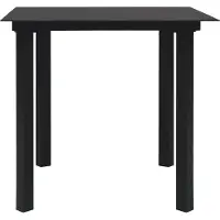 vidaXL Garten-Esstisch Schwarz 80x80x74 cm Stahl und Glas