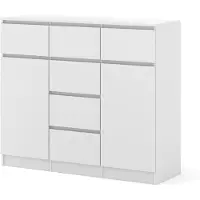 Homlando Kommode MAJA 2D6S 120 cm Weiß Matt | freistehende Kommode auf Sockel mit 6 Schubladen