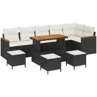 vidaXL Gartensofa-set 10 pcs Schwarz Poly-Rattan