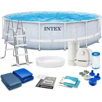 Intex 26746NP, 19156 l, Gerahmter Pool, Kind & Erwachsener, Leiter, Blau, Grau