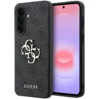 GUESS Hülle Galaxy A37 Kunstleder grau Big Logo goldfarbig