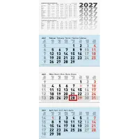 Brunnen 3-Monatskalender Wandkalender 32x74cm 3 Monatsblöcke 2027 | Gr.: onesize
