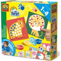 SES Creative My First 14481 - Fingerabdruck Kunstwerk: Spaß und Kreativität für Kleinkinder, 10 Seiten, Farben enthalten, Junge/Mädchen, Bilder-Set zum Ausmalen