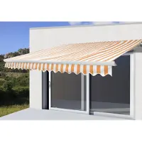 Mendler Elektrische Kassetten-Markise H122, Vollkassette Volant 4x3m Polyester Orange/Weiß