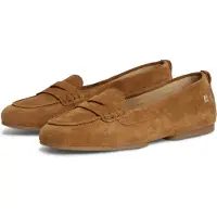 Tommy Hilfiger Loafer "TH FLEX SUEDE LOAFER BALLERINA", Damen, Gr. 40, Textil, braun, Veloursleder, aufgeraut, unifarben, Basic, Schuhe Loafer, Schlupfschuh, Slipper, Pennyloafer im Mokassin-Stil