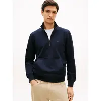 Tommy Hilfiger Sweatshirt "ESSENTIAL TERRY NEW 1/4 ZIP", Quarter-Zip aus Terry mit Flag