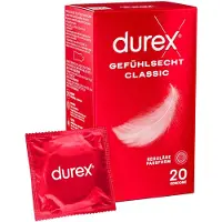 Durex «Gefühlsecht Classic» 20 Dünne Markenkondome Easy-On (20 Kondome) 20 St