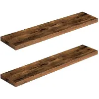 OEM Wandplank-Set, 2-teilig, stevige, 100 x 20 x 4 cm, vintage braun, für Badezimmer, Schlafzimmer, Küche, Büro, Wohnzimmer