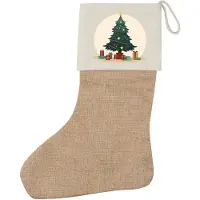 Hellweg Druckerei Huuraa Weihnachtsstrumpf Weihnachtsbaum Tannenbaum Beige Jute Kaminstrumpf Geschenkidee