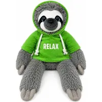 SOMA Faultier Kuscheltier 40 cm, grünes Faultier Plüschtier mit Relax Hoodie, weiches Stofftier Kawaii Plushie für Kinder