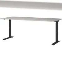 KADIMA DESIGN Schreibtisch höheneinstellbar 68-91 cm | Greige/Schwarz 180x80cm | C-Fuß Bürotisch Ergonomisch | Germany | "Stuttgart"