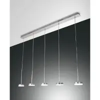 FABAS LUCE Dunk 5-flammige Pendelleuchte - 40 W dimmbare LED - Lineares Design aus gebürstetem Aluminium