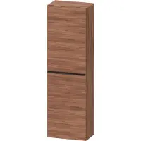 Duravit D-Neo Halbhochschrank, 400x1320x240mm, eine Tür, Türanschlag Rechts, 4 Glasfachböden, Griff Diamantschwarz, DE1318RBD790000, Farbe: Nussbaum Natur Dekor