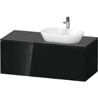 Duravit L-Cube Konsolenwaschtischunterbau wandhängend, inklusive Konsolenplatte, 4 Auszüge, Becken rechts, 1220x482x550mm, LC4874040400000, Farbe: Schwarz Hochglanz Lack