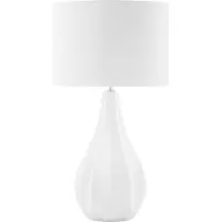 Beliani Tischlampe Hellbeige/ Weiß geschwungener Porzellanfuß Stoffschirm langes Kabel mit Schalter hellbeigen Lampenschirm Modernes Design Glamourös