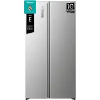 Hisense Hi3 Freistehend Side-by-Side-Kühlschrank, Inox, 527 l, Freistehend, Amerikanische Tür, Grau, Edelstahl, 2 Tür(en), Berührung, LED