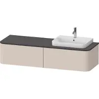 Duravit Happy D.2 Plus Konsolenwaschtischunterbau wandhängend, 1600x550 mm, 2 Auszüge, für Aufsatzbecken Position rechts, HP4944R83830010, Farbe: Taupe Supermatt Dekor mit Innenbeleuchtung
