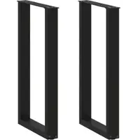 Helloshop26 - Set aus 2 verstellbaren U-förmigen Bartischbeinen 40 x 90-91 cm modernes Design schwarzer Stahl 02_0057456