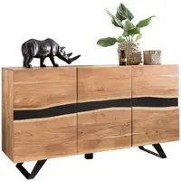 KADIMA DESIGN Massiv-Holz Akazie Sideboard, Natur Baumkante, Landhaus-Stil. 148x43x85 cm |