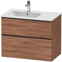 Duravit D-Neo Waschtischunterbau wandhängend, 810x625x462mm, 1 Auszug, 1 Schubkasten, mit Griff Diamantschwarz, DE43660BD790000, Farbe: Nussbaum Matt Dekor