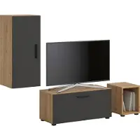 Xonox Wohnwand The One | 3-teilig | Artisan Oak / Basalt grau ohne