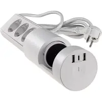 Chilitec 3-Fach Tischsteckdose 3m Kabel Mehrfachsteckdose Schalter USB-A USB-C 20W PD Montageklemme für Tisch Arbeitsplatte Schreibtisch Weiß