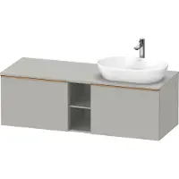 Duravit D-Neo Konsolenwaschtischunterbau wandhängend (Ausschnitt rechts), 1400x459x550mm, 2 Auszüge, 2 offene Fächer, mit Griff Bronze gebürstet, DE4950R04070000, Farbe: Betongrau Matt Dekor