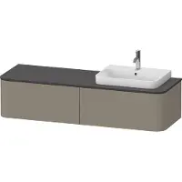 Duravit Happy D.2 Plus Konsolenwaschtischunterbau wandhängend, 1600x550 mm, 2 Auszüge, für Aufsatzbecken Position rechts, HP4944R92920010, Farbe: Steingrau Seidenmatt Lack mit Innenbeleuchtung