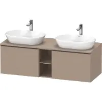 Duravit D-Neo Konsolenwaschtischunterbau wandhängend (Ausschnitt beitseitig), 1400x459x550mm, 2 Auszüge, 2 offene Fächer, mit Griff Diamantschwarz, DE4950BBD750000, Farbe: Leinen Matt Dekor