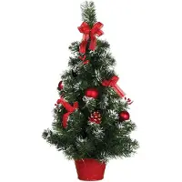 Guirma Künstlicher Tannenbaum mit roter Deko 60 cm verschneit - Einheitsgröße