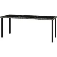 Markenlos Rattantisch Gartentisch Balkontisch Gartenmöbel Wetterfest Terrassenmöbel Garten-Esstisch Grau 180x70x73 cm Poly Rattan