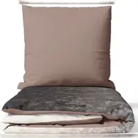 Leonado vicenti 3 teilige Baumwolle Bettwäsche Set 200x200 cm Renforce Beige Braun Schwarz Pflanzen Wendebettwäsche mit Reißverschluss