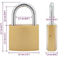 vidaXL U Schloss mit Schlüsseln 6 pcs Messing Eisen