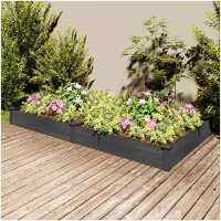 Markenlos Hochbeet mit Einsatz Grau 240x120x25 cm aus massivem Tannenholz