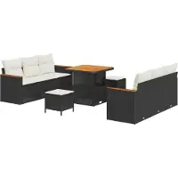 vidaXL Gartensofa-set 9 pcs Schwarz Poly-Rattan