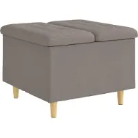vidaXL Aufbewahrungsottomane mit Kissen Taupe 60 x 60 x 45 cm Stoff