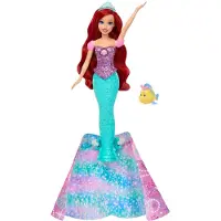 Mattel Disney Princess Arielle, von Mensch zu Meerjungfrau verwandelbare Modepuppe mit Fabius und 2 Zubehörteilen, Modepuppe, Weiblich, 3 Jahr(e), Junge/Mädchen, 240 mm, Mehrfarbig