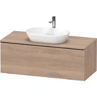 Duravit D-Neo, Konsolenwaschtischunterbau wandhängend, 1200x459x550mm, 1x Auszug, mit Griff Diamantschwarz, DE49490BD550000, Farbe: Eiche Marmoriert Dekor
