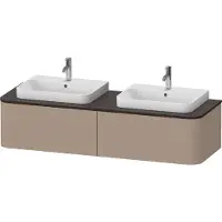 Duravit Happy D.2 Plus Konsolenwaschtischunterbau wandhängend, 1600x550 mm, 2 Auszüge, für 2 Aufsatzbecken, HP4946B75750010, Farbe: Leinen Dekor mit Innenbeleuchtung