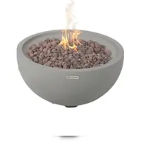 Elementi MODENO Gas Feuertisch Nantucket Feuerstelle aus Beton - für Garten, Balkon and Terrasse, wetterbeständig, Hellgrau 67x67x35cm