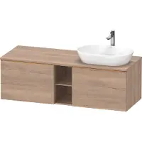 Duravit D-Neo Konsolenwaschtischunterbau wandhängend (Ausschnitt rechts), 1400x459x550mm, 2 Auszüge, 2 offene Fächer, mit Griff Bronze gebürstet, DE4950R04550000, Farbe: Eiche Marmoriert Dekor
