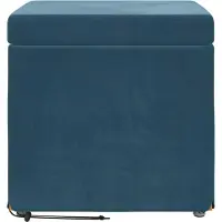 vidaXL Hocker Blau 41 x 41 x 40 cm Samt und Engineering Holz