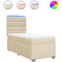vidaXL Boxspringbett mit Matratze Creme 140x200 cm Stoff